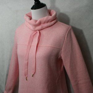 Crown & Ivy Pink Polyester Turtleneck/Cowl Sweater w/ Collar Ties SZ S NWOT